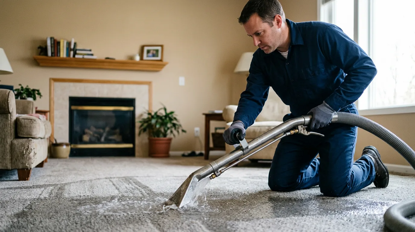 Water damage restoration technician working near La Center, WA